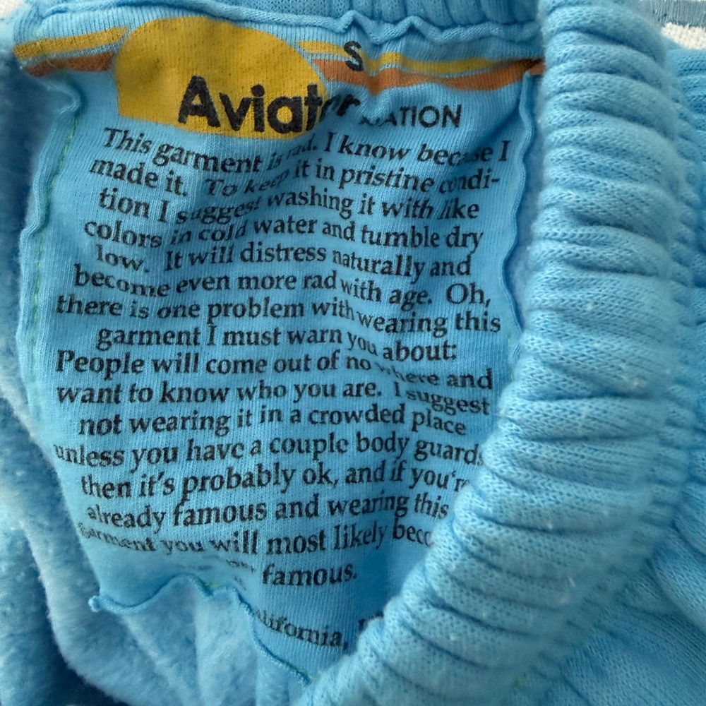 Aviator Nation Aqua Smiley Sundown Sweatpants Size Small Excellent Condition - Picture 4 of 5